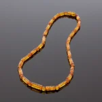 Cilindro formos šviesūs gintaro karoliai, Cylinder style honey amber necklace