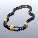 Juodi gintaro rutuliukų karoliai, 8mm, Round black amber necklace, 8mm