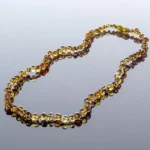 Gintaro karoliai - žali baroko formos šaratėliai, Adult amber necklace - green baroque beads