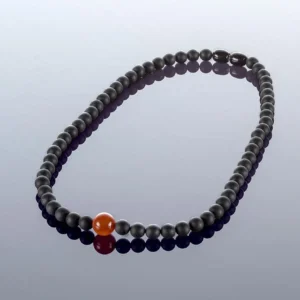 Juodi gintaro rutuliukų karoliai, 6mm, Round black amber necklace, 6mm