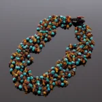 Spalvingi gintaro karoliai su turkiu, Colorful amber necklace with turquoise
