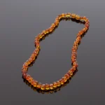 Rankų darbo deimantinio šlifavimo karoliai, Faceted handmade amber necklace