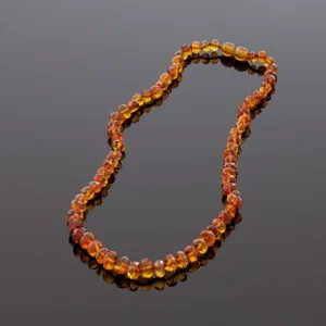 Rankų darbo deimantinio šlifavimo karoliai, Faceted handmade amber necklace