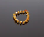 Šviesi deimantinio šlifavimo apyrankė su perlais, Faceted light amber bracelet with pearls