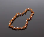 Deimantinio šlifavimo karoliai su perlais, Faceted amber necklace with pearls