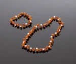 Deimantinio šlifavimo karoliai su perlais, Faceted amber necklace with pearls