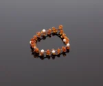Deimantinio šlifavimo apyrankė su perlais, Faceted amber bracelet with pearls