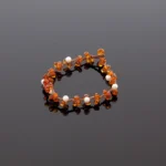 Deimantinio šlifavimo apyrankė su perlais, Faceted amber bracelet with pearls