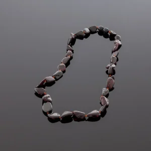 Gintaro karoliai - vyšnios spalvos plokščios slyvutės, Adult amber necklace - flat cherry olives