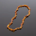 Gintaro karoliai - konjako spalvos plokščios slyvutės, Adult amber necklace - flat cognac olives