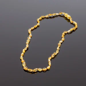 Gintaro karoliai - skaidrios slyvutės, Adult amber necklace - lemon olive beads