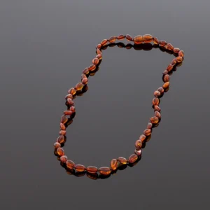 Gintaro karoliai - konjako spalvos slyvutės, Adult amber necklace - cognac olive beads