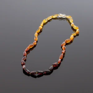 Gintaro karoliai - vaivorykštės slyvutės, Adult amber necklace - rainbow olive beads