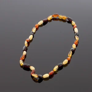 Gintaro karoliai - įvairiaspalvės slyvutės, Adult amber necklace - multicolored olive beads