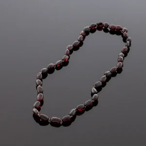 Gintaro karoliai - vyšnios spalvos slyvutės, Adult amber necklace - cherry olive beads