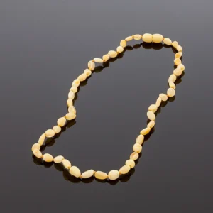 Gintaro karoliai - natūralios, gelsvai baltos spalvos slyvutės, Adult amber necklace - white olive beads