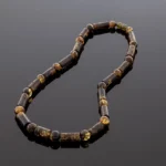 Juodi/žali gintaro karoliai, Blackish green amber necklace