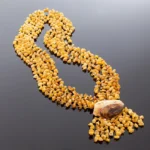 Ilgi geltono gintaro karoliai, Long milky amber necklace