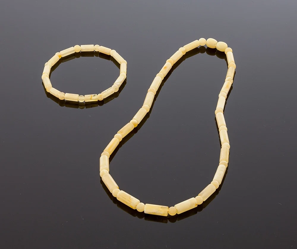 Prabangūs matiniai gintaro karoliai, 45cm, Luxurious milky amber necklace, 45cm