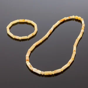 Natūralūs matiniai gintaro karoliai, 50cm, Natural milky amber necklace, 50cm