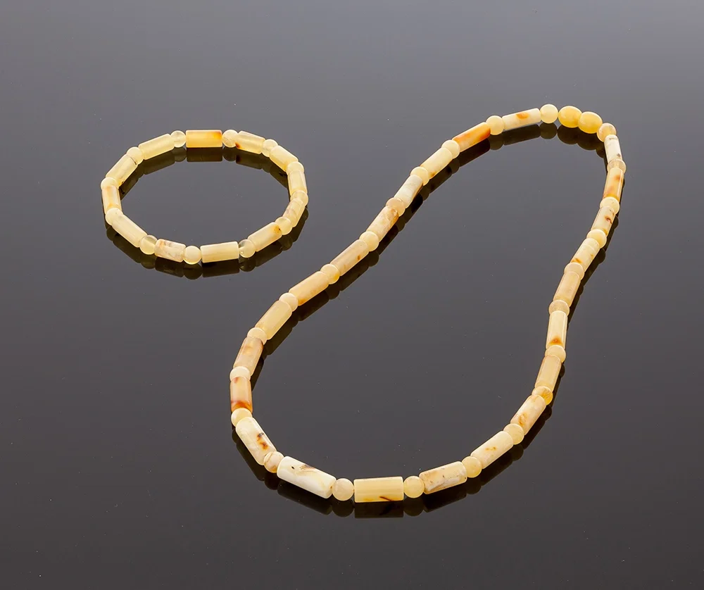 Natūralūs matiniai gintaro karoliai, 50cm, Natural milky amber necklace, 50cm