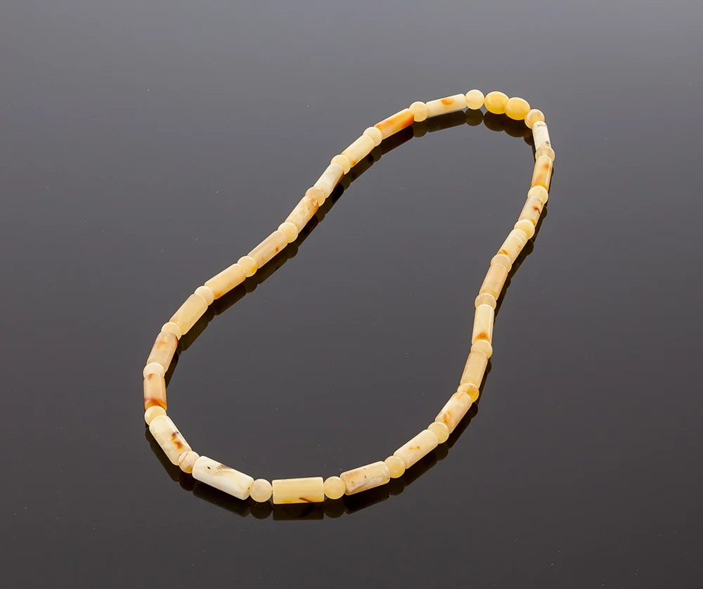 Natūralūs matiniai gintaro karoliai, 50cm, Natural milky amber necklace, 50cm