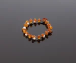 Konjako spalvos deimantinio šlifavimo apyrankė su perlais, Faceted cognac amber bracelet with pearls