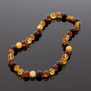 Karališkieji spalvingi gintaro karoliai, Royal multicolor amber necklace