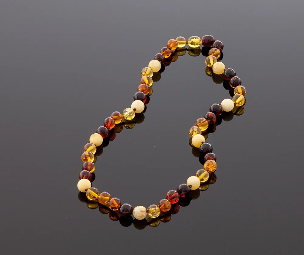 id. 302 Prabangūs apvalaus gintaro karoliai, 7mm, Luxury round amber necklace, 7mm