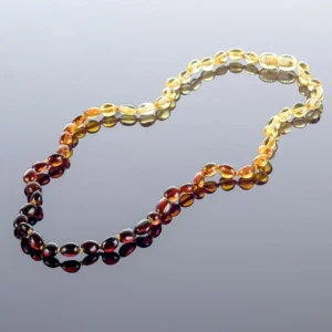 Baltijos gintaro karoliai - mažos vaivorykštės slyvutės, Baltic amber necklace - small rainbow olive beads