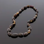 Klasikiniai, juodo gintaro karoliai, Classic style, black amber necklace