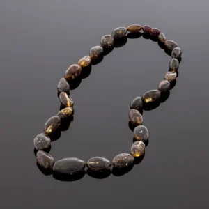 Klasikiniai, juodo gintaro karoliai, Classic style, black amber necklace