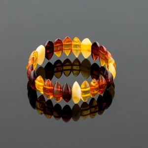 Įvairiaspalvė gintaro apyrankė, Multicolored amber bracelet