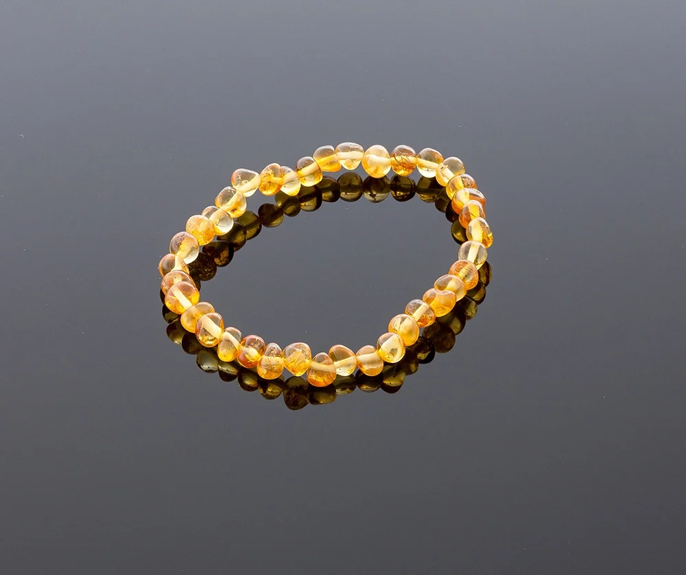 id. 178 Gintaro apyrankė - medaus spalvos baroko formos šaratėliai, Adult amber bracelet - honey baroque beads