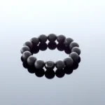Round black amber bracelet, 12mm