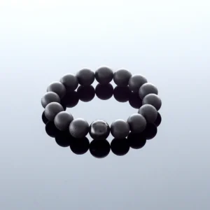 Round black amber bracelet, 12mm