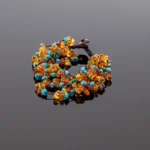 Prabangi gintaro apyrankė su turkiu, Luxurious amber bracelet with turquoise