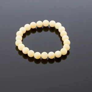 Natūrali baltojo gintaro apyrankė, 8mm, Natural white amber bracelet, 8mm